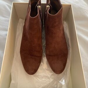 Coach brown suede booties wedge heel size 7.5